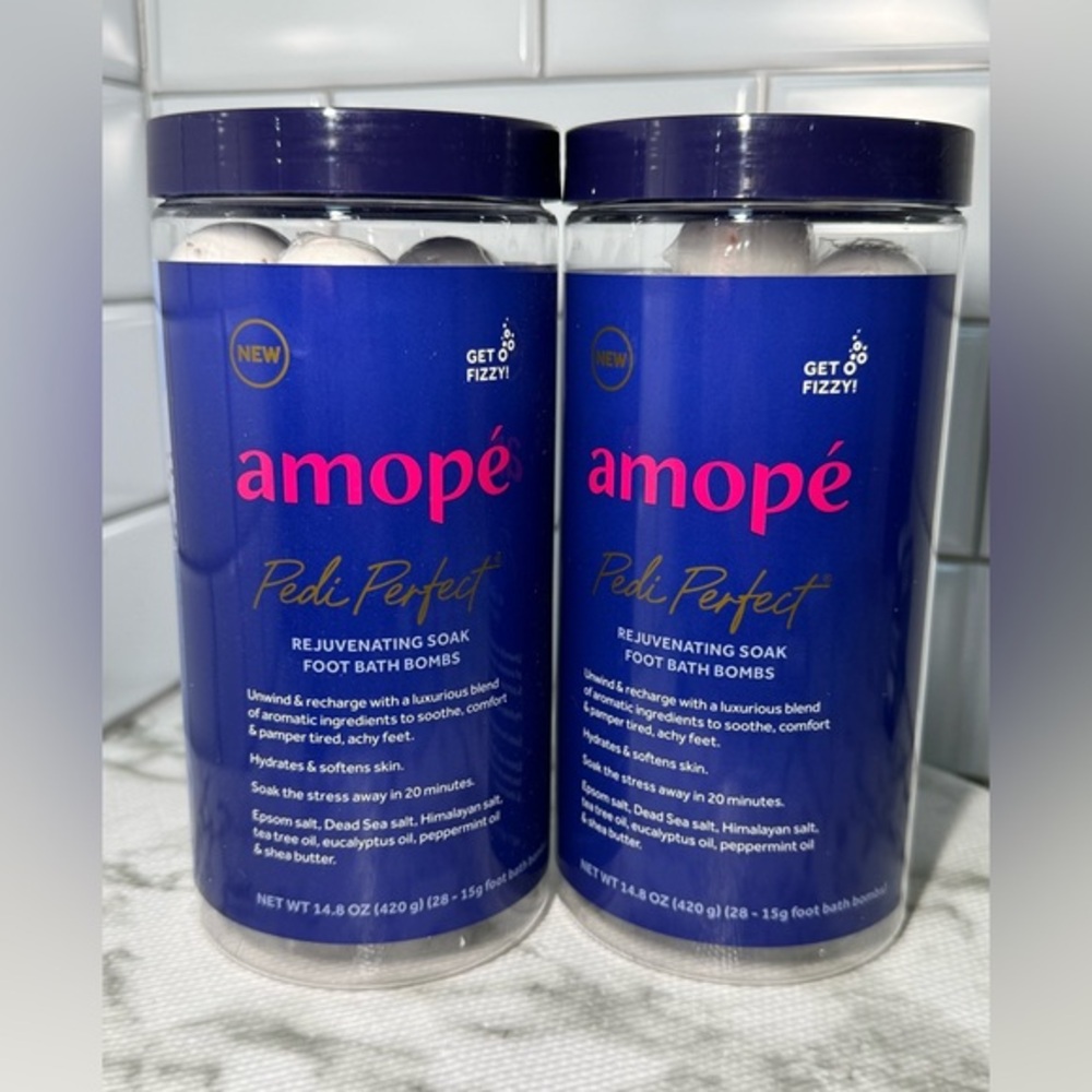 Amope Pedi Perfect Rejuvenating Foot Bath Bombs Spa Soak LOT OF 2 Jars